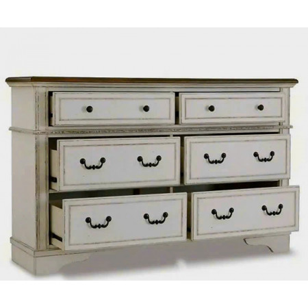 B747 - 31 : Tủ 6 Ngăn Kéo Giả Cổ - Màu Trắng Sương Mù